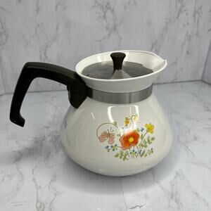 Vintage Corning Ware 6 Cup Floral Kettle